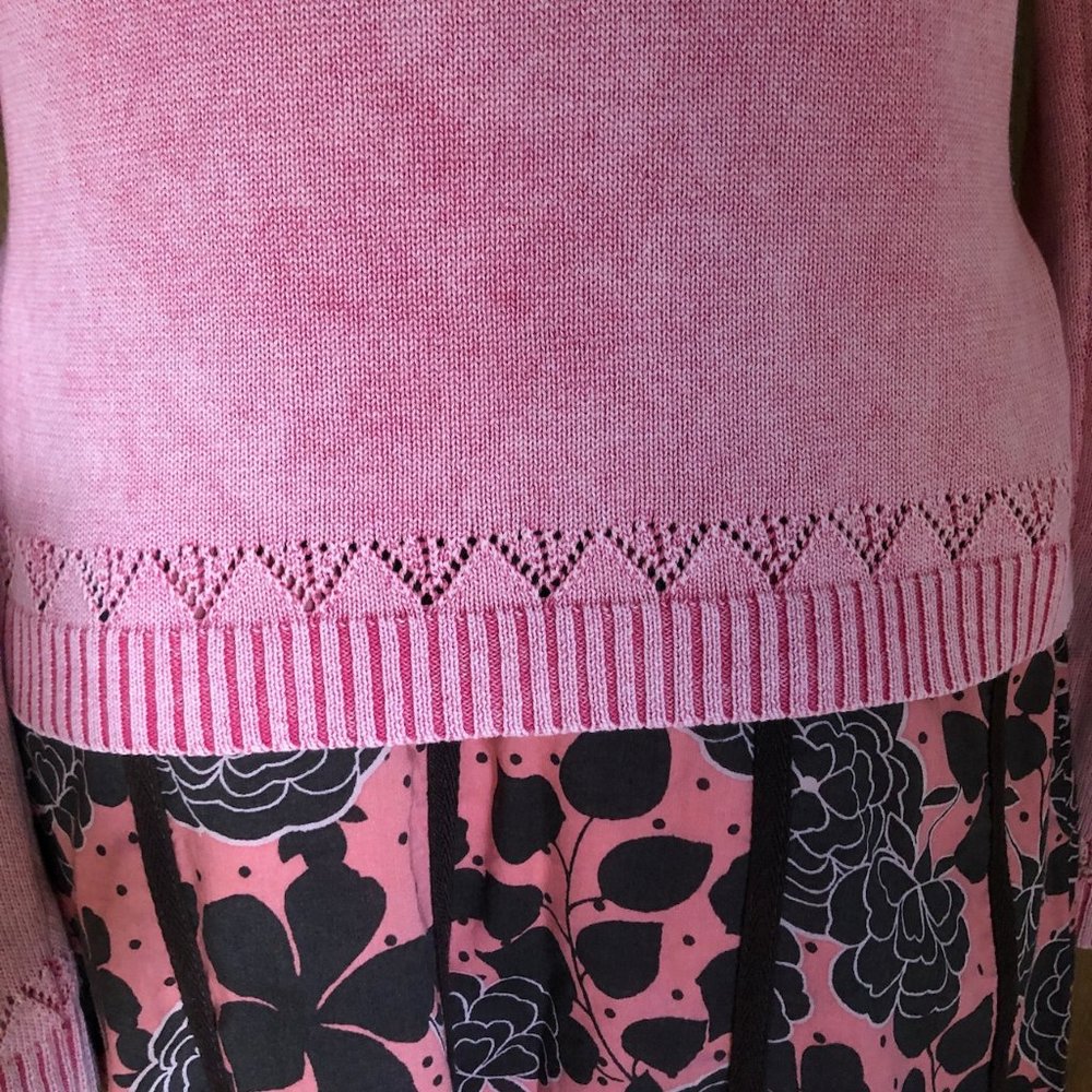Coral Pink Beaded & Embroidered Bohmean Cotton Sweater - Picture 9 of 15
